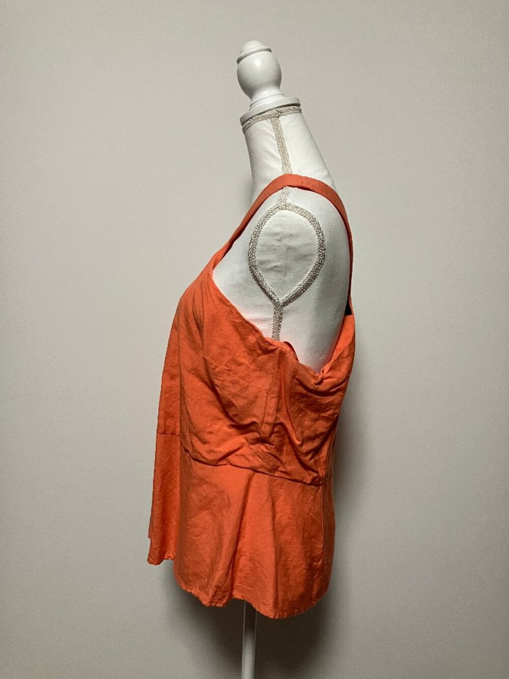 Ann Taylor Factory Orange Linen Criss Cross Halter Peplum Top Blouse, Size 14 - Picture 4 of 8